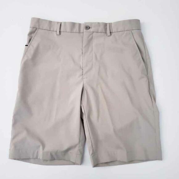 New Greg Norman Golf Shorts Tech Pants Tan Size 32, Moisture Wicking, 10" Inseam - Picture 1 of 3